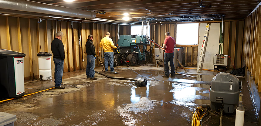 Cleaning Sewage From Basement Floor in Lone Jack